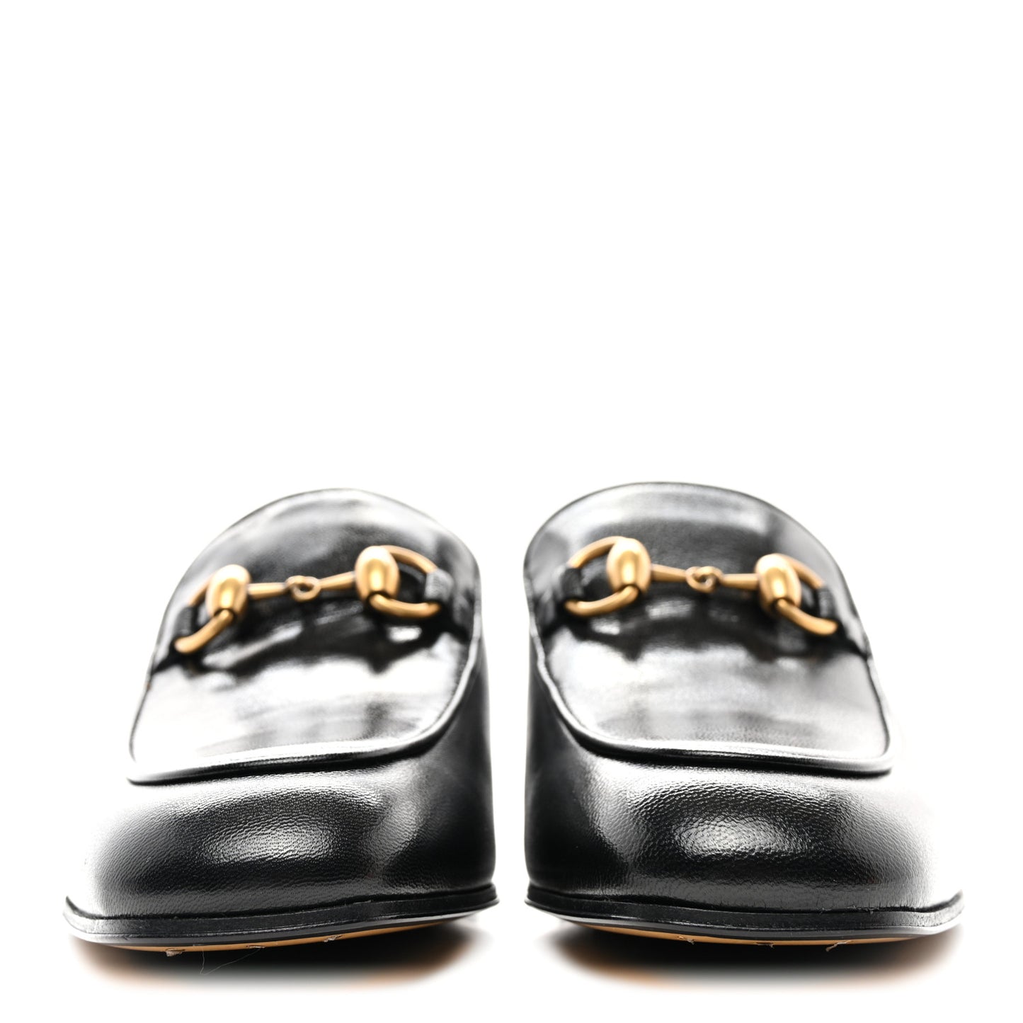 Goatskin Womens Horsebit Mid-Heel Loafers 36.5 Black