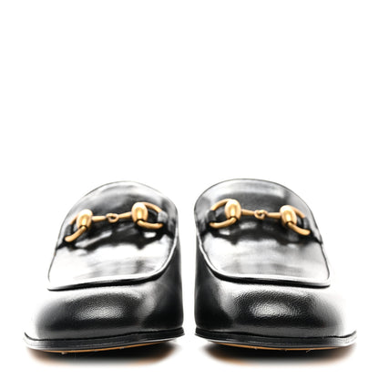 Gucci Goatskin Womens Horsebit Mid-Heel Loafers 36.5 Black 2 of 8