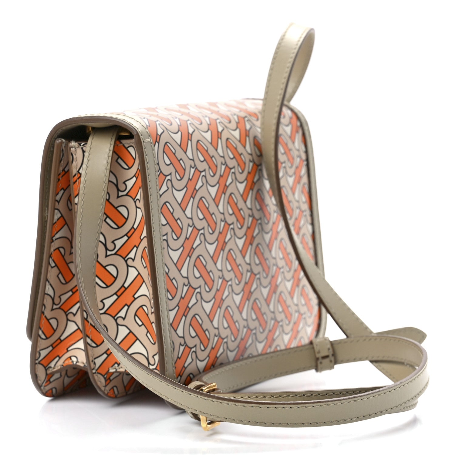 Burberry Calfskin Monogram Small TB Bag Bright Orange 3 of 10