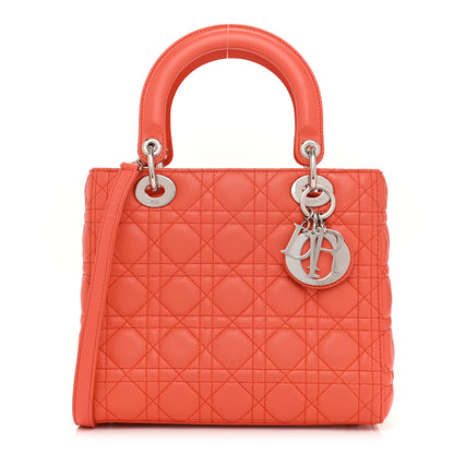 Christian Dior Lambskin Cannage Medium Lady Dior Coral 1 of 10