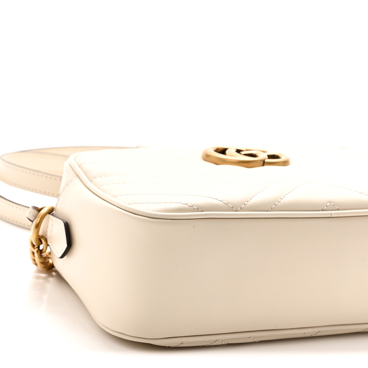 Gucci Calfskin Matelasse Small GG Marmont Chain Shoulder Bag White 8 of 9