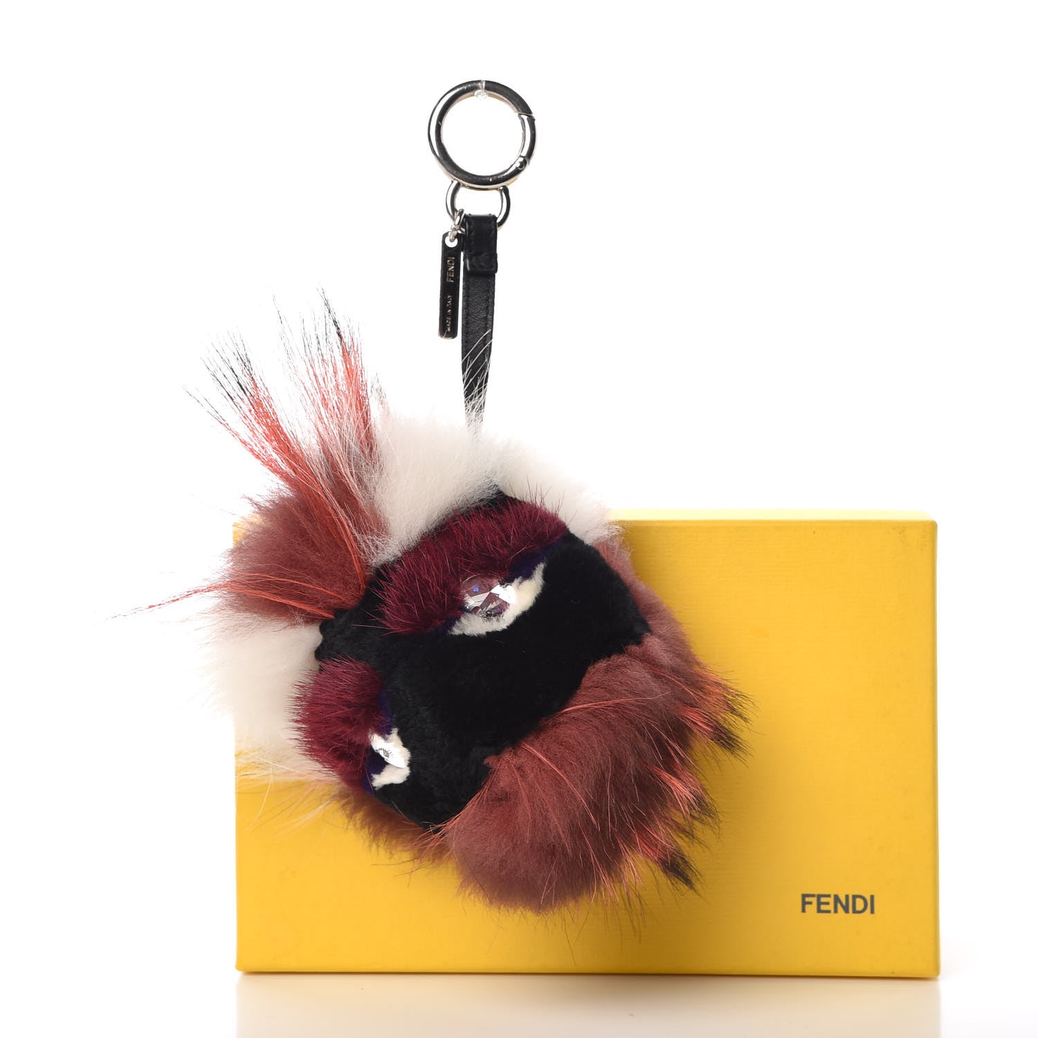 Fendi Mink Fox Rabbit Fur Juju Monster Bag Bug Charm Dark Red 3 of 3