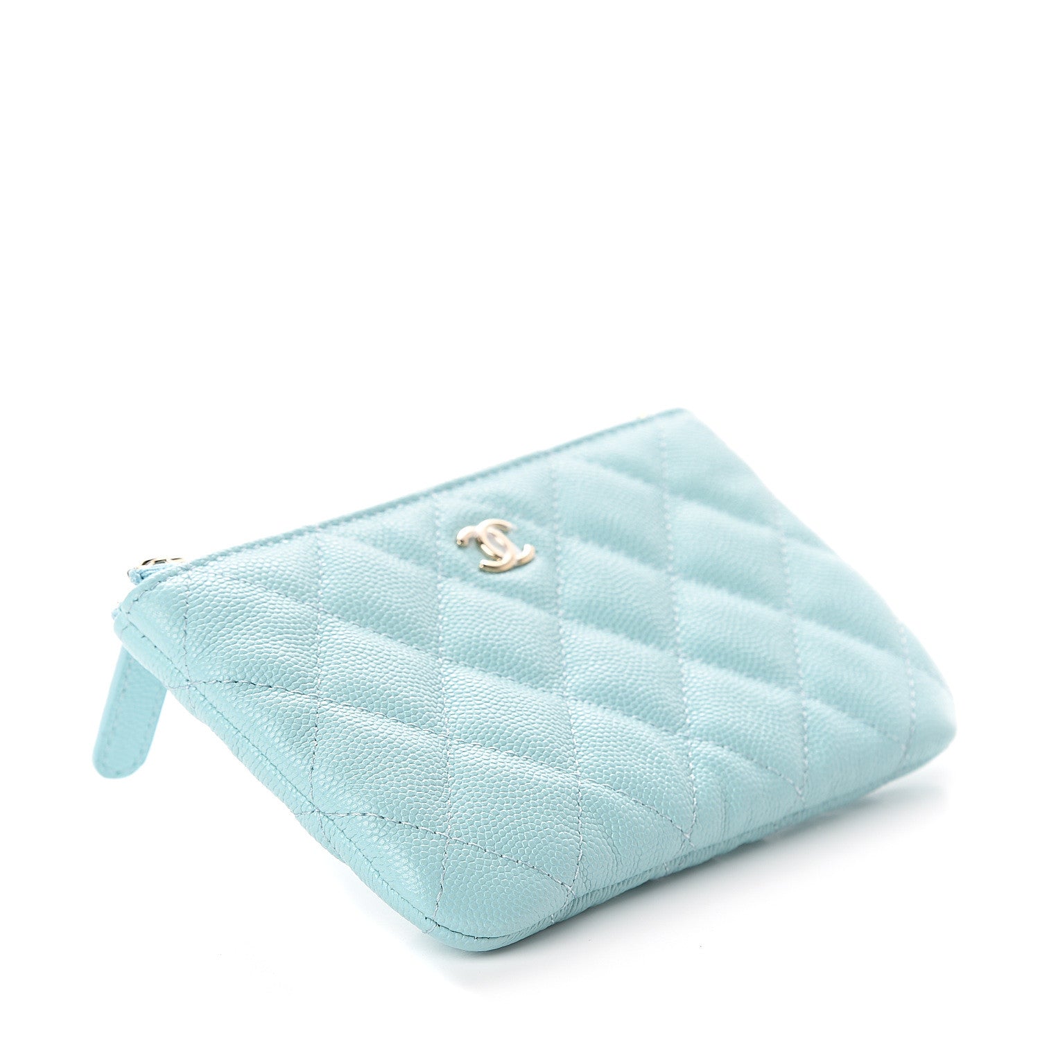 Chanel Caviar Quilted Small Cosmetic Case Light Blue 3 of 7