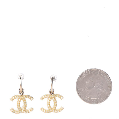 Chanel Pearl Resin CC Dangle Earrings Gold 2 of 3