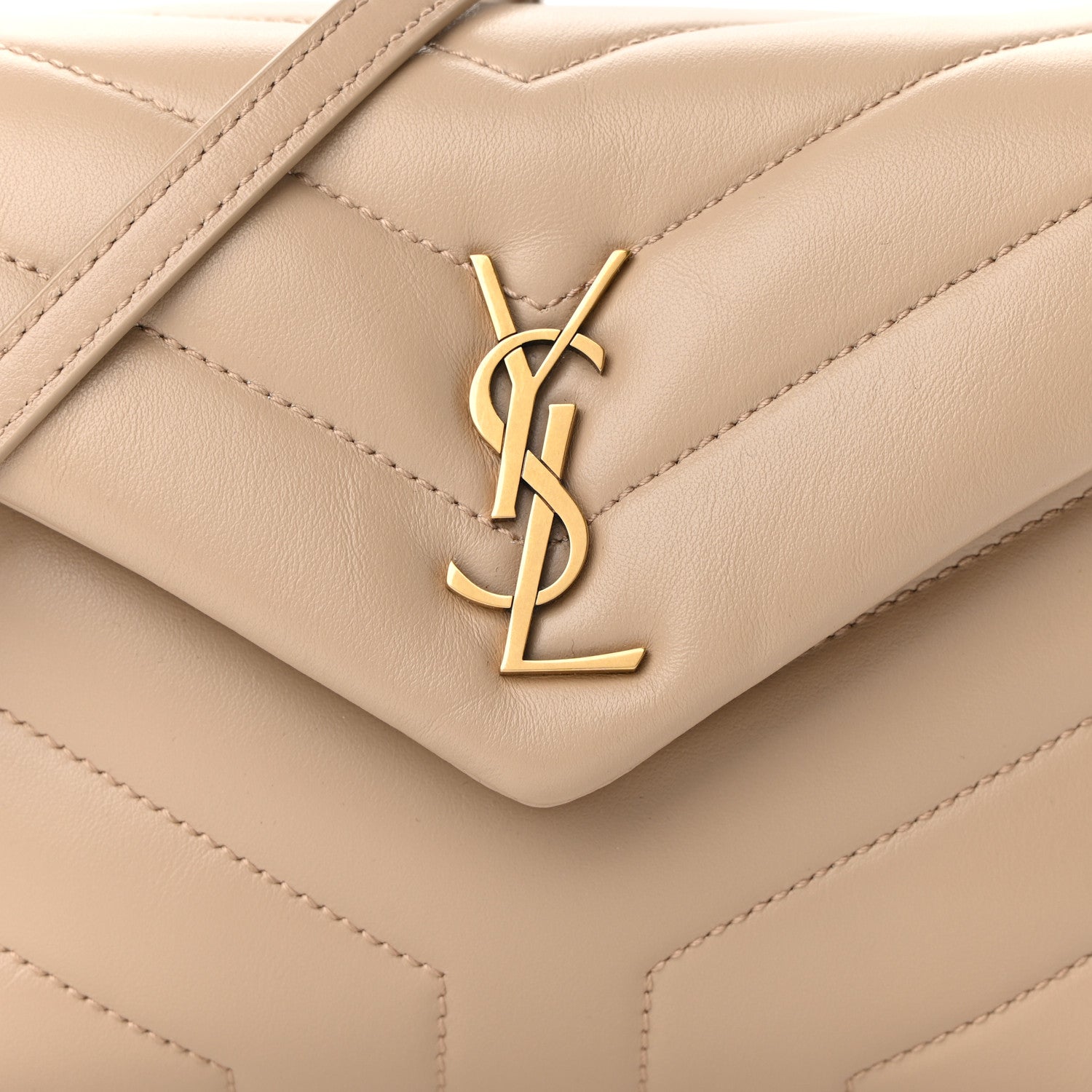 Saint Laurent Calfskin Y Quilted Monogram Toy Loulou Crossbody Bag Dark Beige 6 of 9