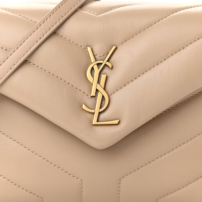 Saint Laurent Calfskin Y Quilted Monogram Toy Loulou Crossbody Bag Dark Beige 6 of 9