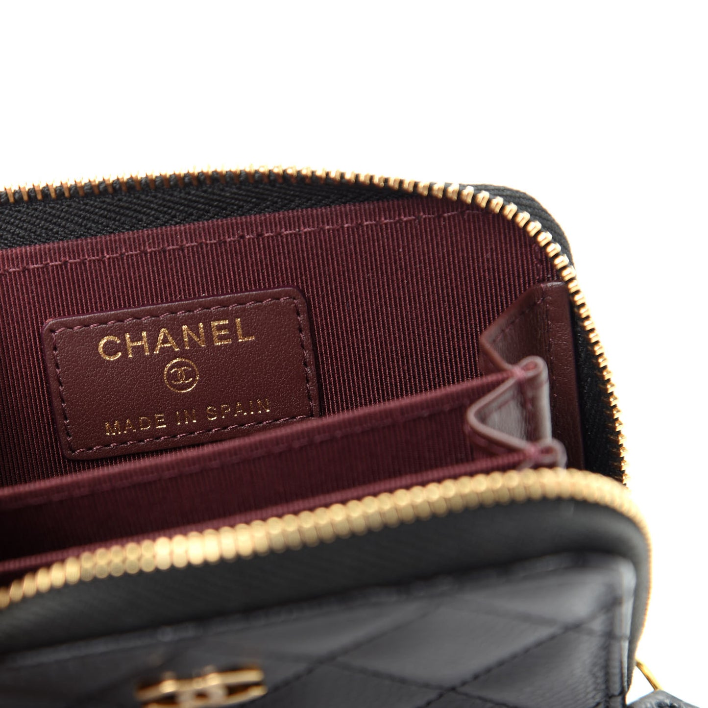Caviar Quilted Zip Coin Purse Black
