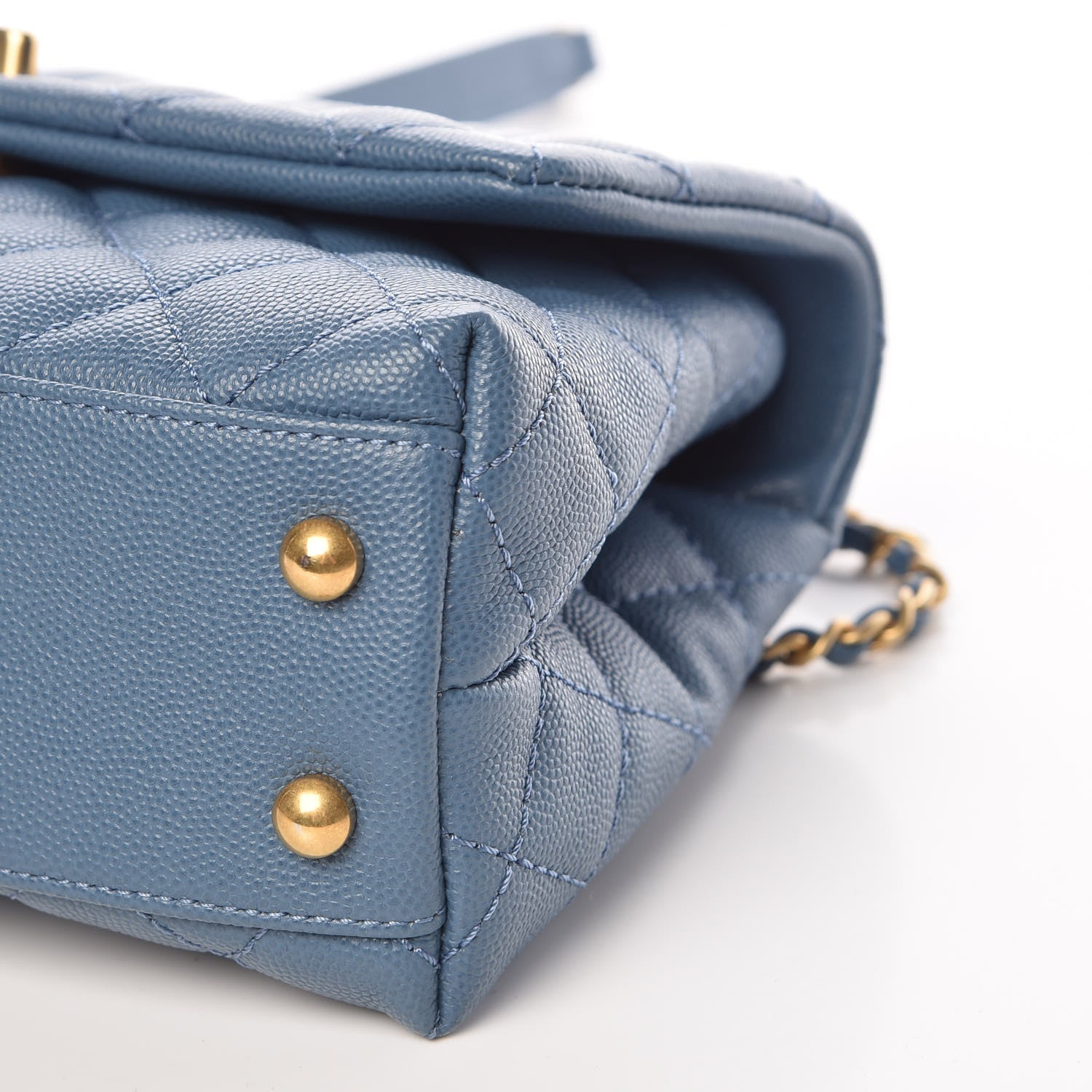 Chanel Caviar Quilted Mini Coco Handle Flap Blue 9 of 10