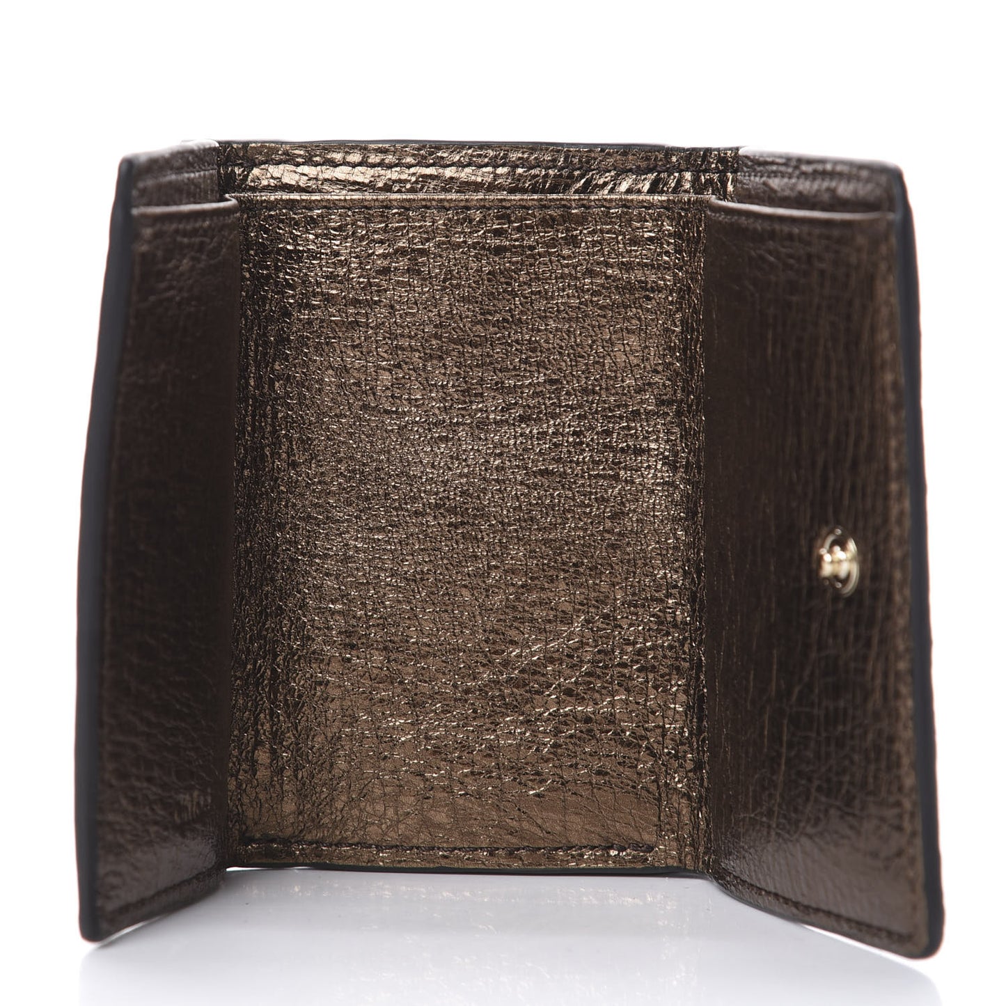 Metallic Crinkled Lambskin Shiny Calfskin Small Aby Tri-Fold Wallet Gold Bronze