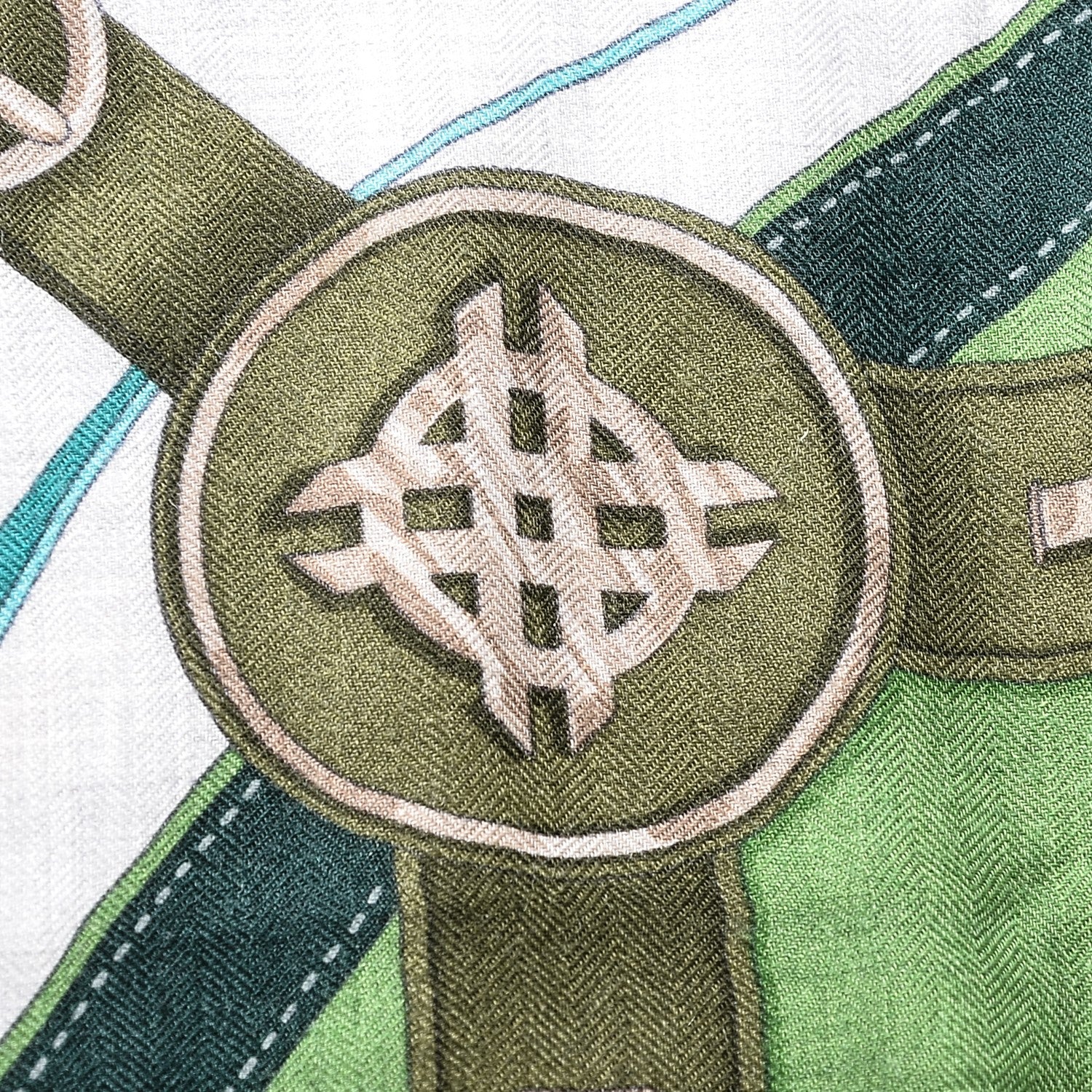 Hermes Cashmere Silk La Promenade Du Matin Shawl 140 Petrole Gris Chine Vert 6 of 7