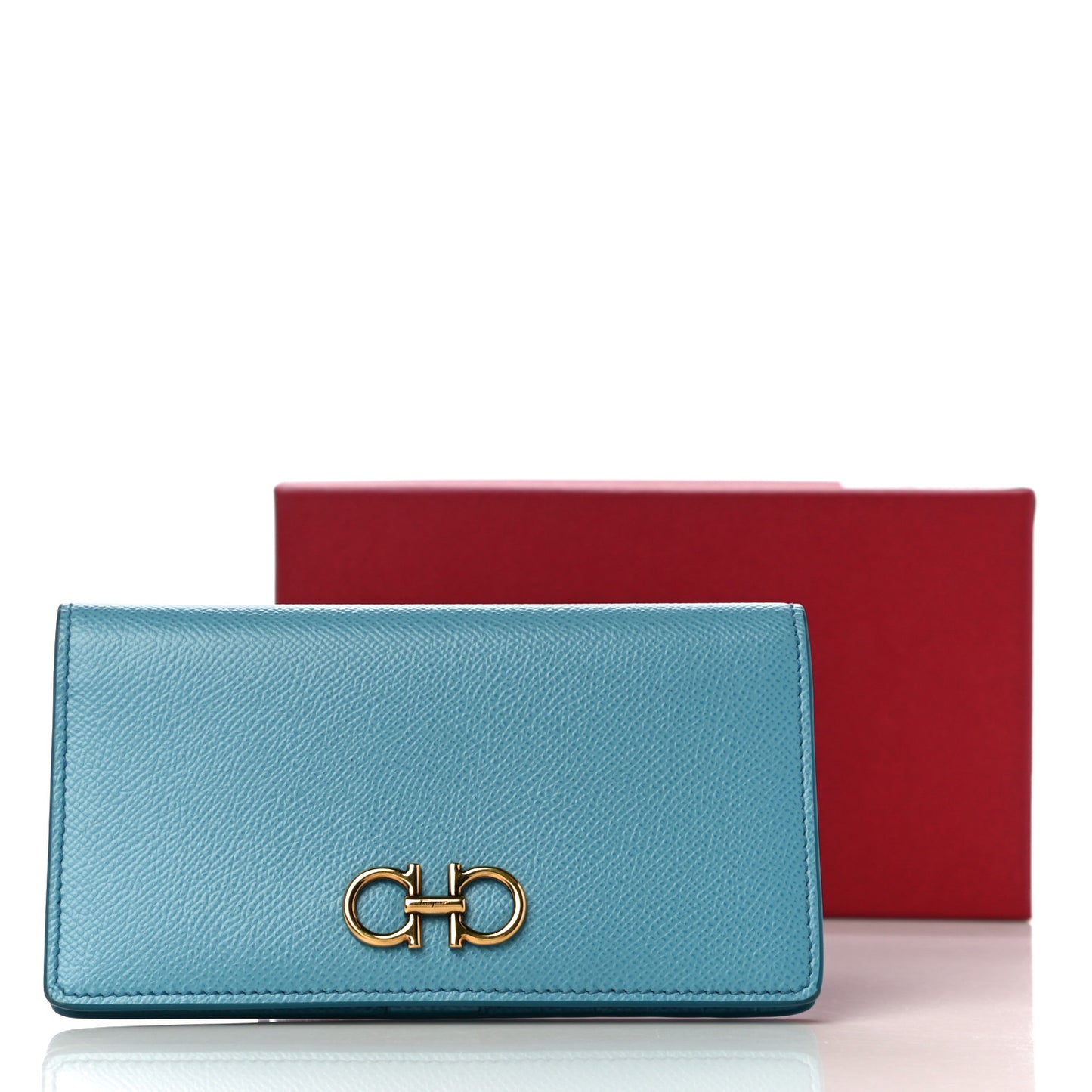 Grained Calfskin Gancini Continental Wallet Scandinavian Sky