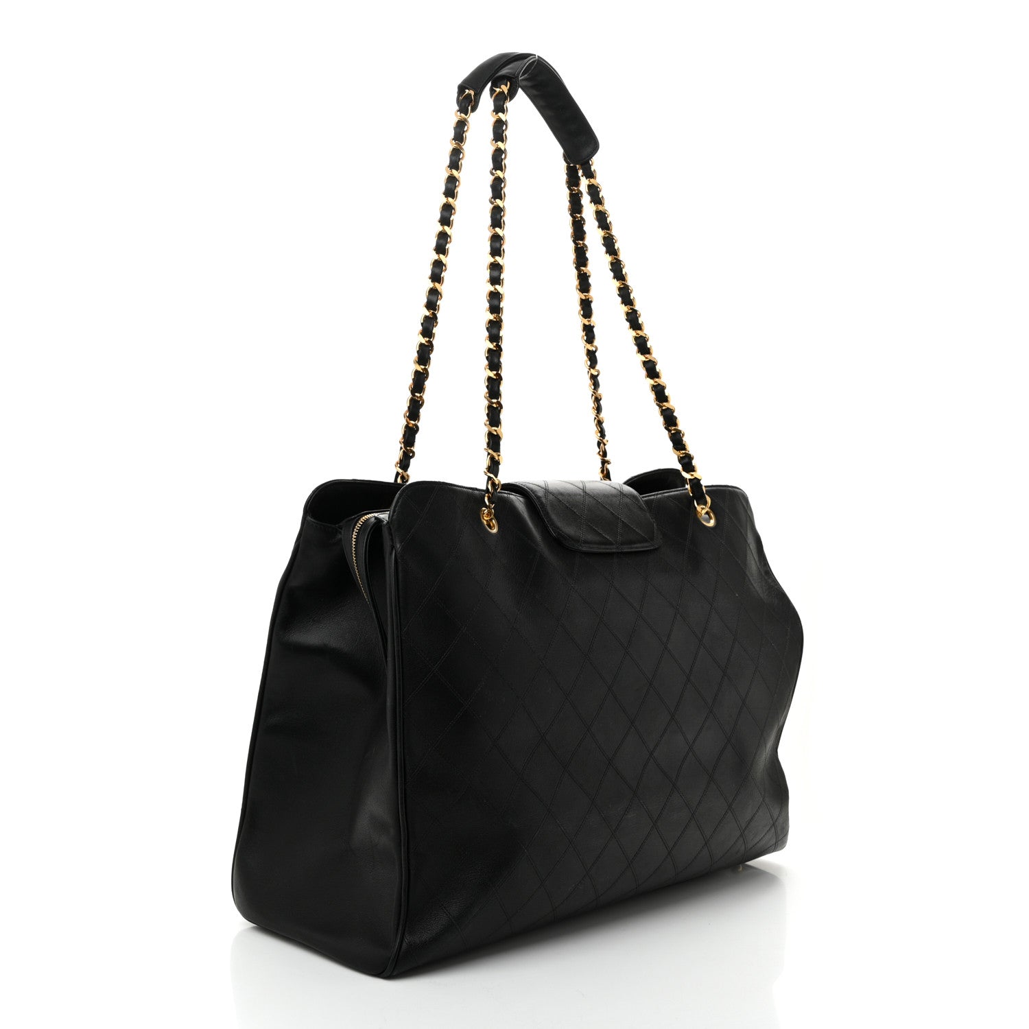 Chanel Calfskin Stitched XL Weekender Black 3 of 13