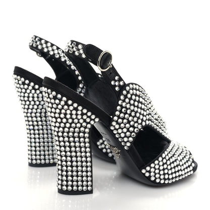 Prada Satin Crystal Ankle Wrap 105mm Sandals 39 Cristal 4 of 7