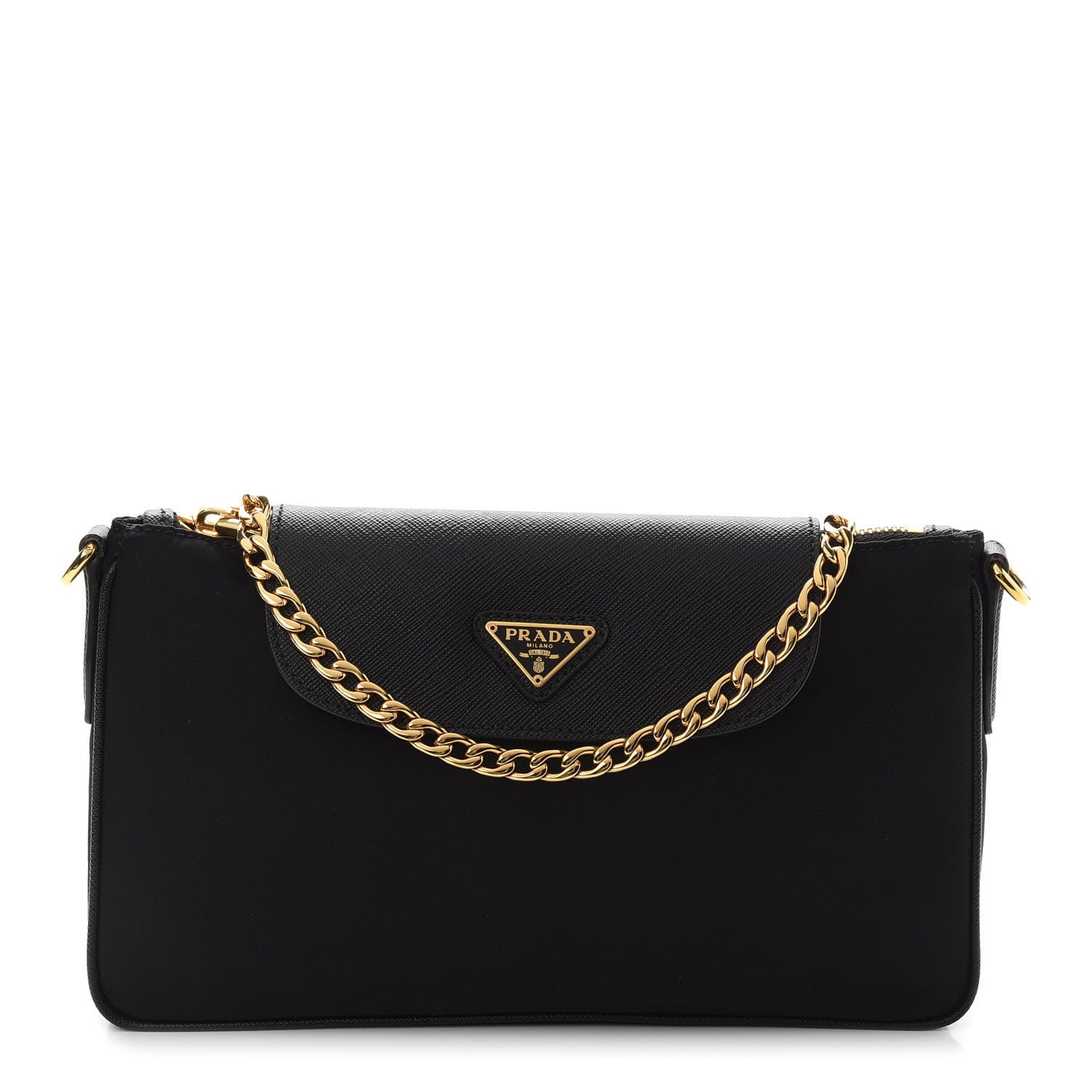 Prada Tessuto Nylon Saffiano Crossbody Bag Black 1 of 8
