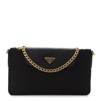 Prada Tessuto Nylon Saffiano Crossbody Bag Black 1 of 8