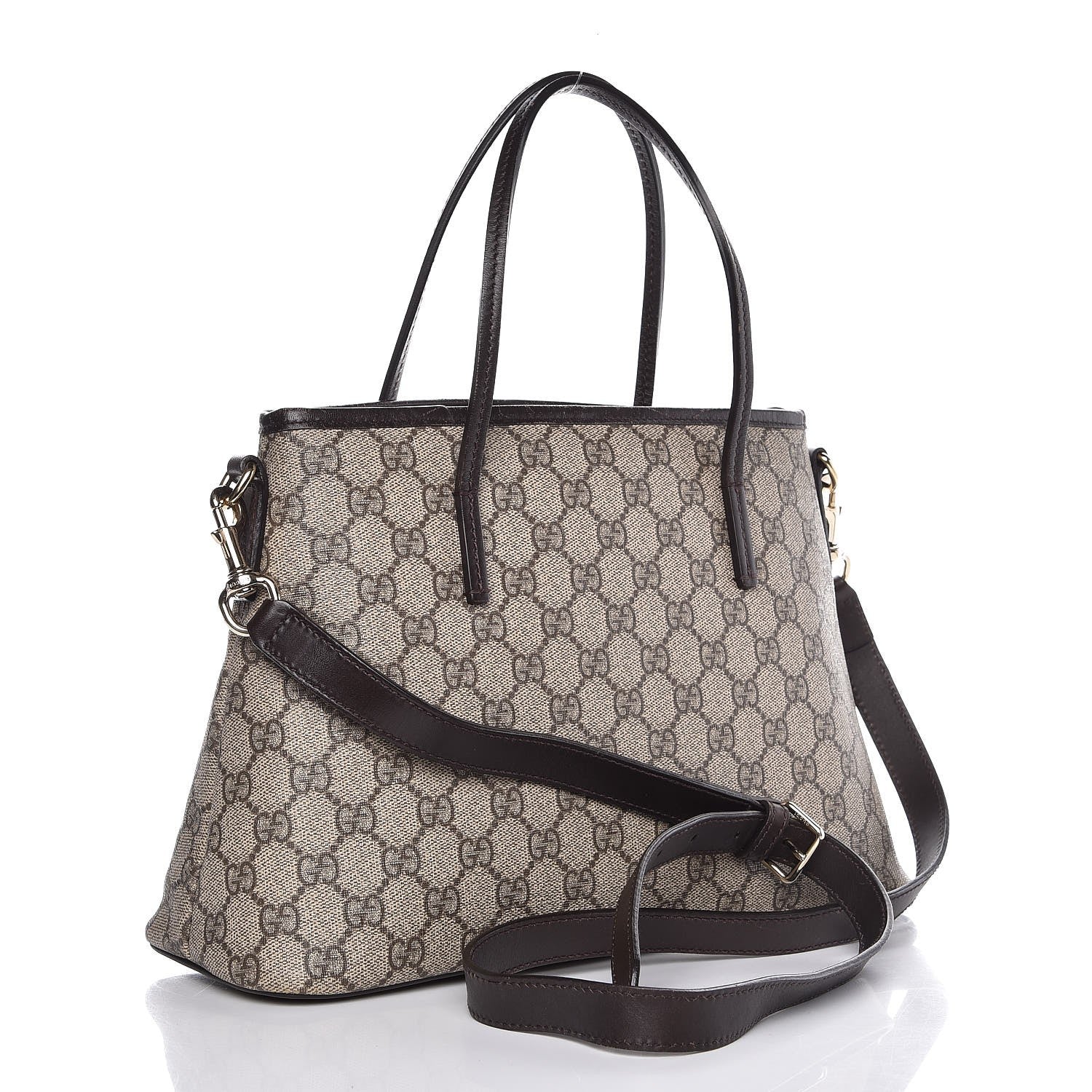Gucci GG Supreme Monogram Small Zippered Tote Dark Brown 3 of 14