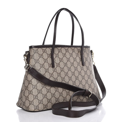 Gucci GG Supreme Monogram Small Zippered Tote Dark Brown 3 of 14