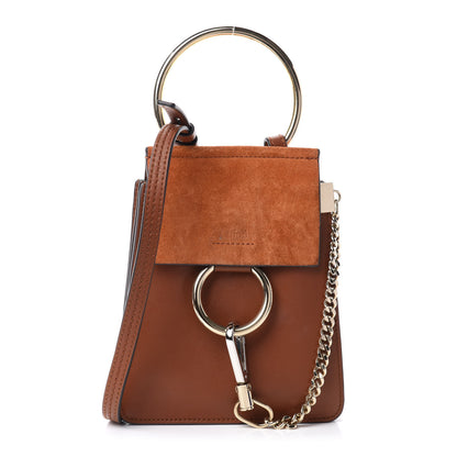 Chloe Suede Calfskin Mini Faye Bracelet Bag Tobacco 1 of 10