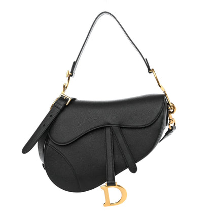 Christian Dior Grained Calfskin Saddle Bag With Strap Black 1 of 8