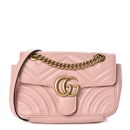 Gucci Calfskin Matelasse Mini GG Marmont Shoulder Bag Perfect Pink 1 of 14