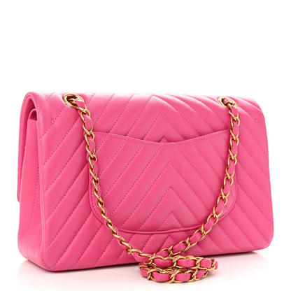 Chanel Lambskin Chevron Quilted Medium Double Flap Pink 3 of 10