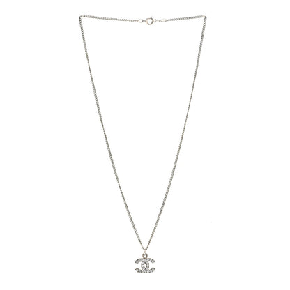 Chanel Crystal Timeless CC Necklace Silver 3 of 4