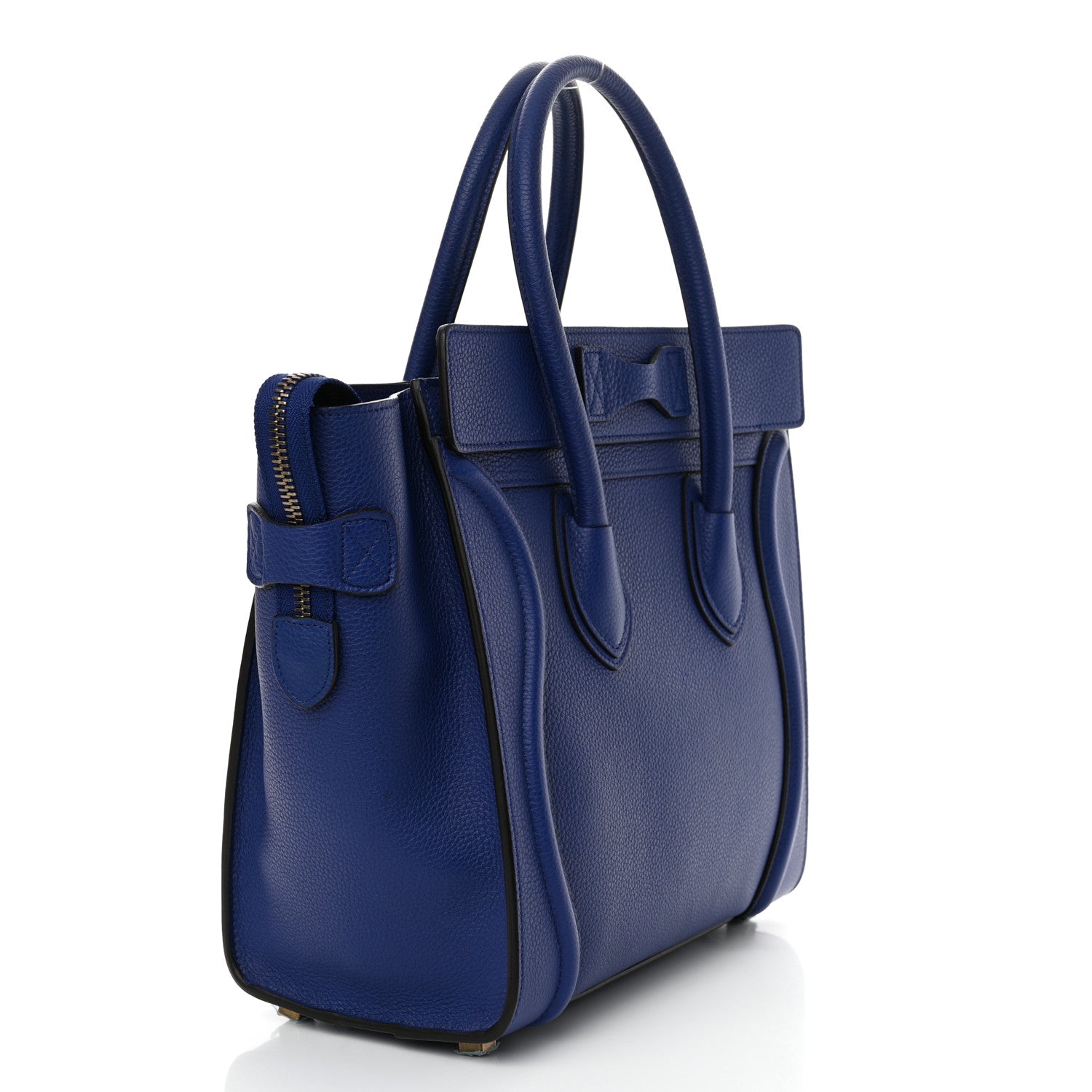 Celine Drummed Calfskin Micro Luggage Indigo 3 of 10