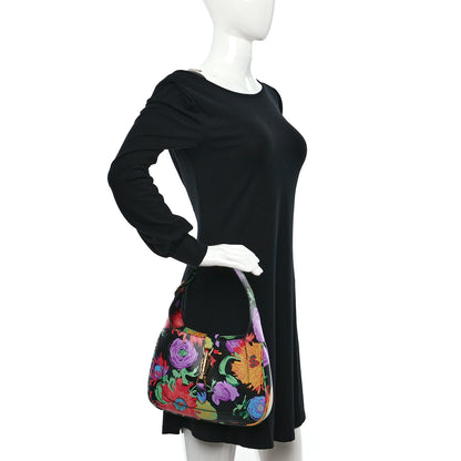 Gucci X KEN SCOTT New Shangai Calfskin Jenny Floral Print Small Jackie 1961 Hobo Black Pink 3 of 9