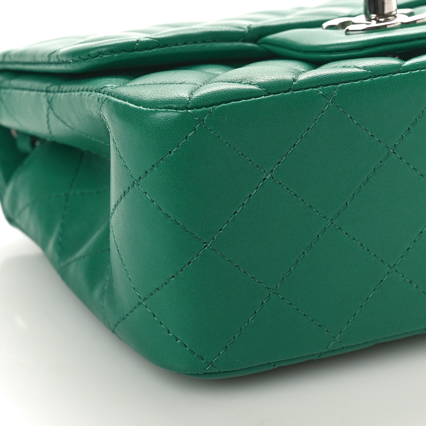 Lambskin Quilted Mini Square Flap Green