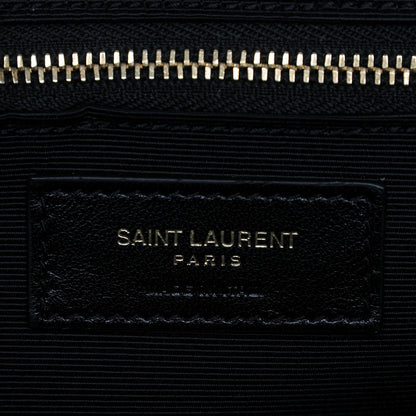 Saint Laurent Grain De Poudre Matelasse Chevron Large Monogram Satchel Black 6 of 7