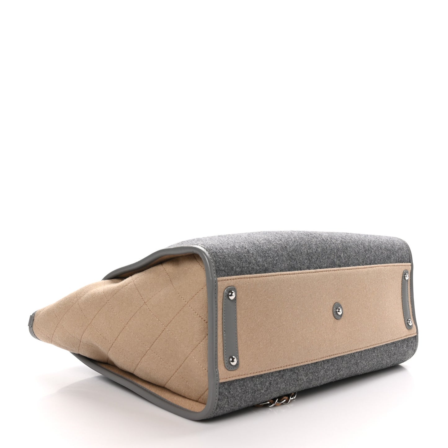 Wool Felt Large Deauville Tote Grey Beige