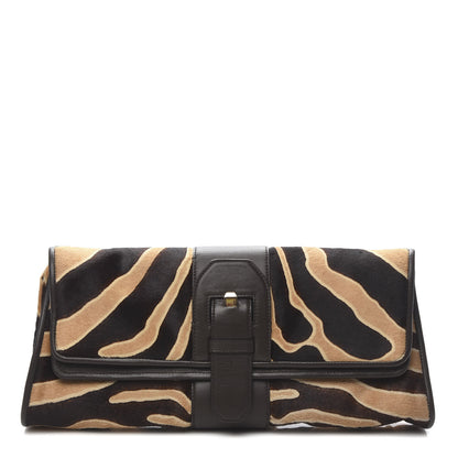 Christian Louboutin Pony Hair Liv Clutch Zibrown Gold 1 of 7