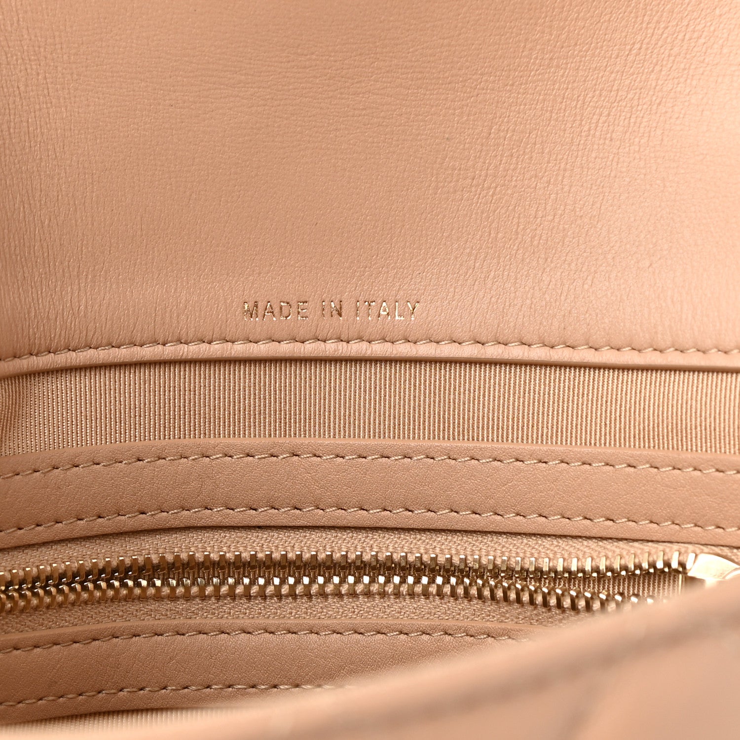 Chanel Calfskin Quilted Front Logo Enchained Clutch Beige 6 of 8