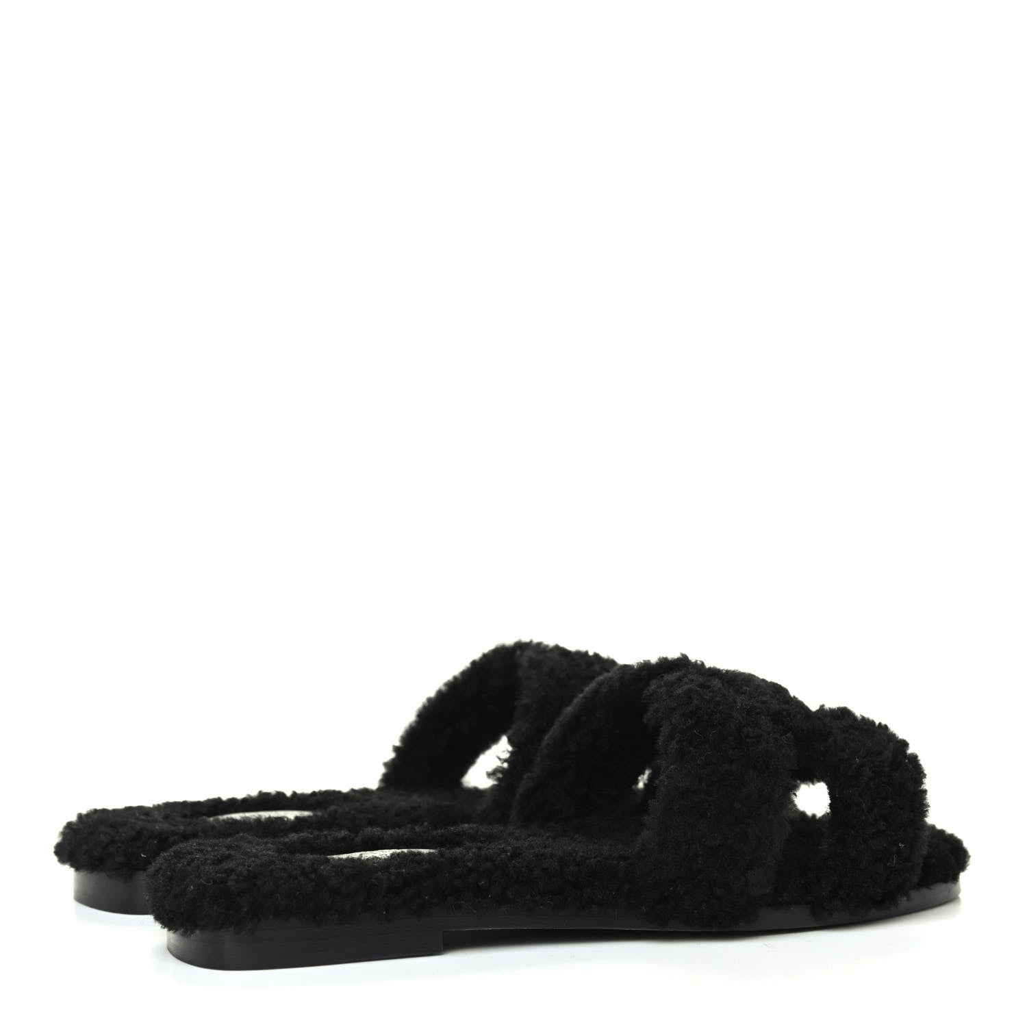 Hermes Woolskin Oran Sandals 36 Black 3 of 4