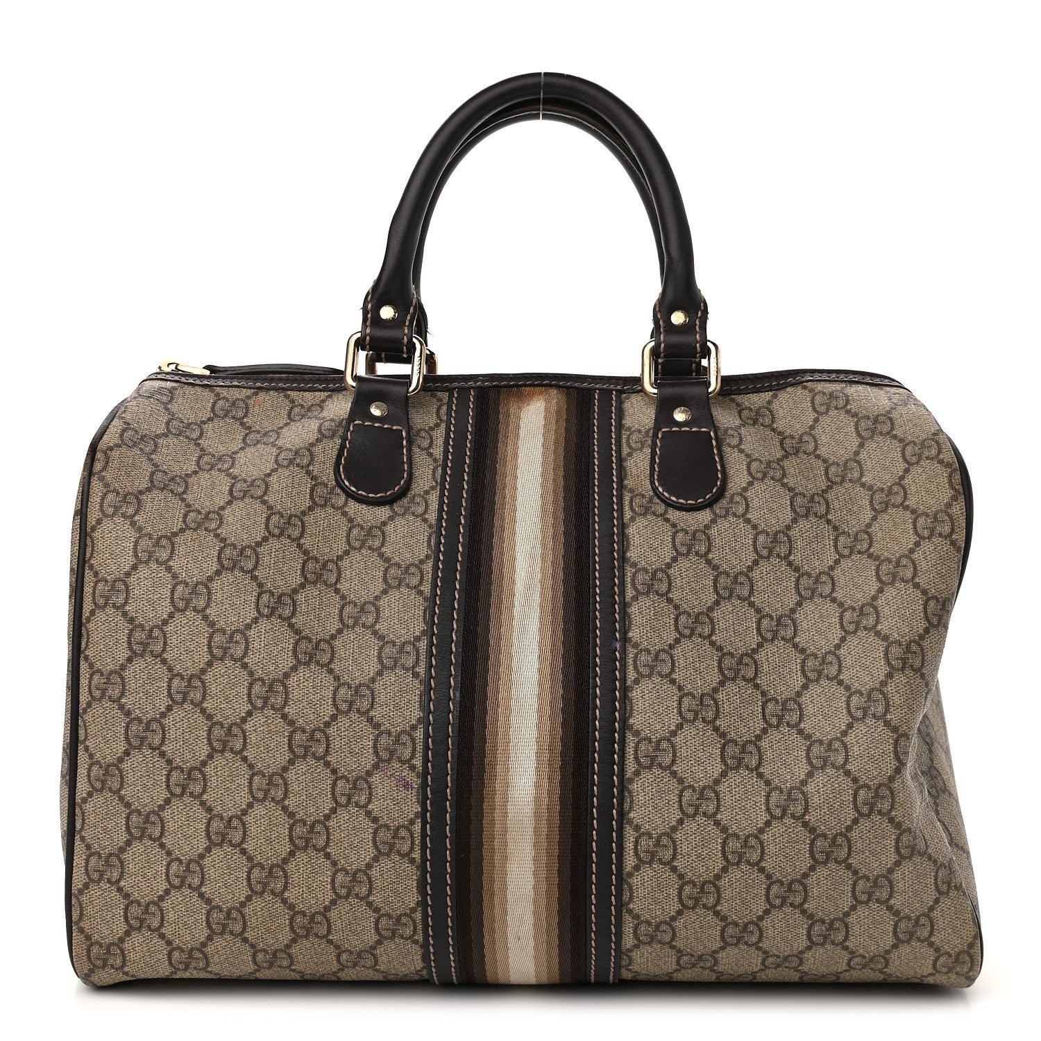 Gucci GG Plus Monogram Web Medium Joy Boston Dark Brown 1 of 14
