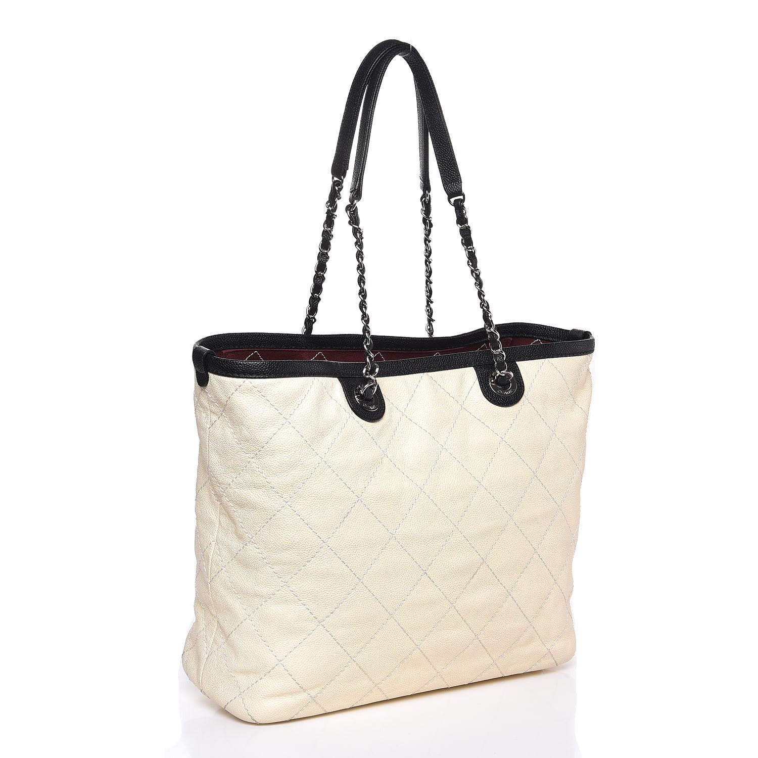 Chanel Grained Calfskin Quilted Large Daily Shopping Tote Dark White 3 of 8