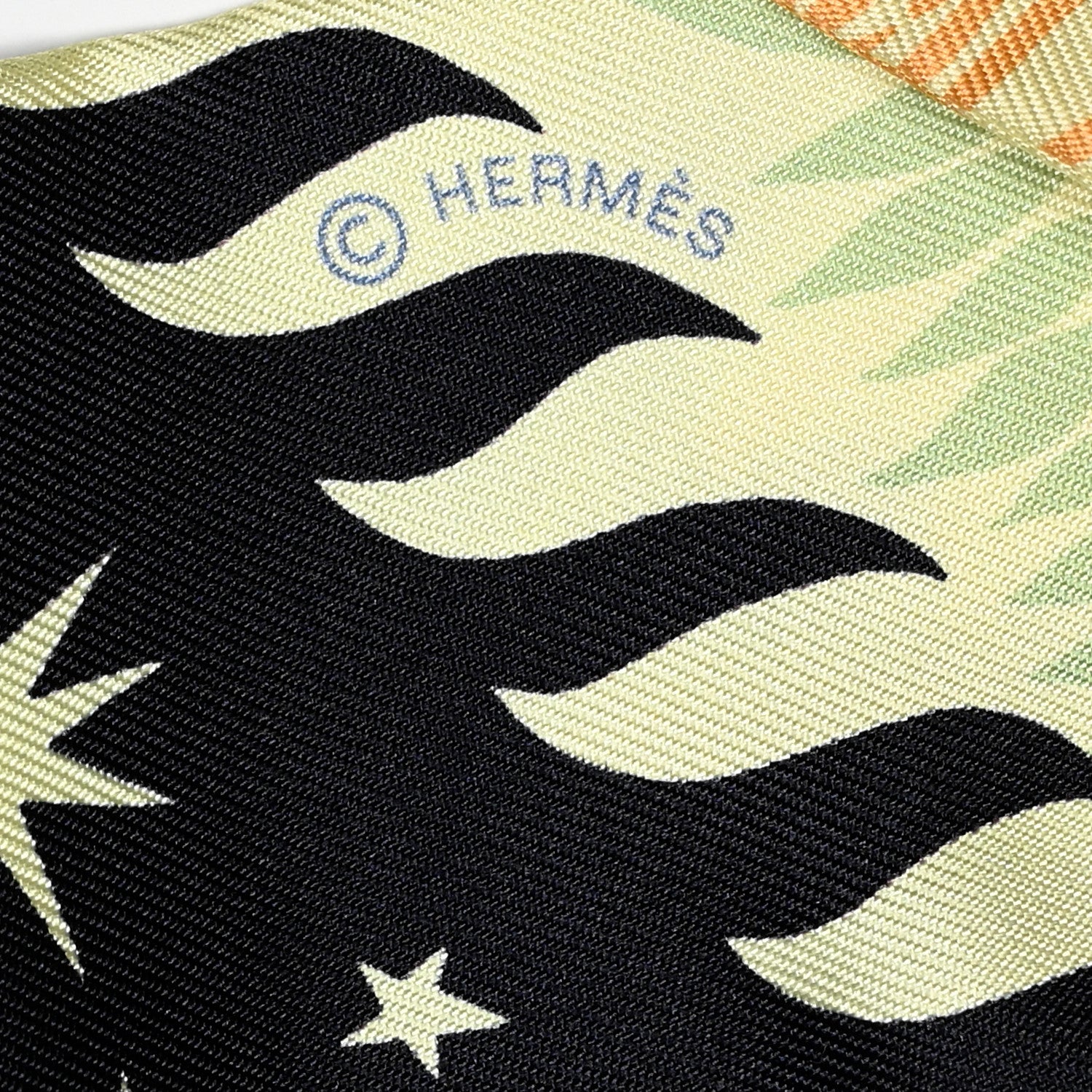 Hermes Silk Sous Le Charme D Orphee Twilly Bleu Black Jaune Soufre 5 of 7