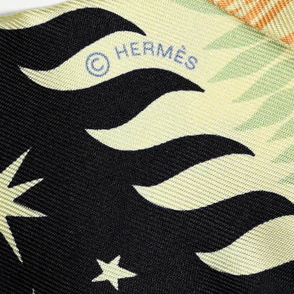 Hermes Silk Sous Le Charme D Orphee Twilly Bleu Black Jaune Soufre 5 of 7