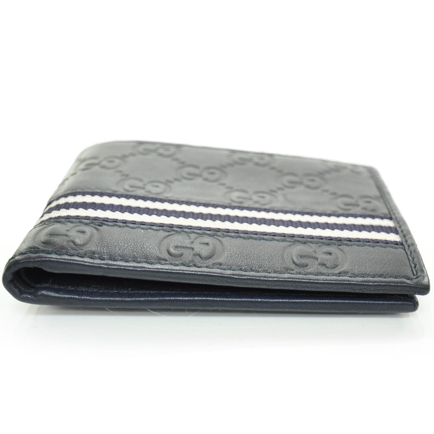 Guccissima Mens Web Bi-Fold Wallet Navy Blue
