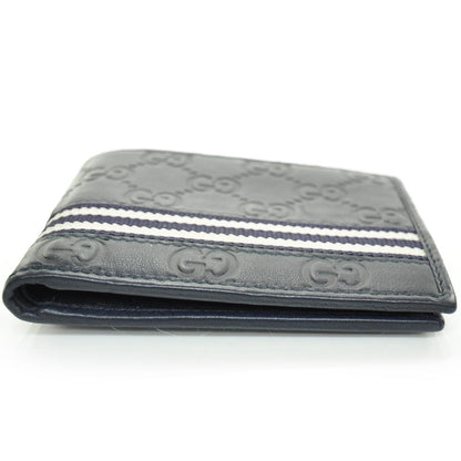Gucci Guccissima Mens Web Bi-Fold Wallet Navy Blue 5 of 9