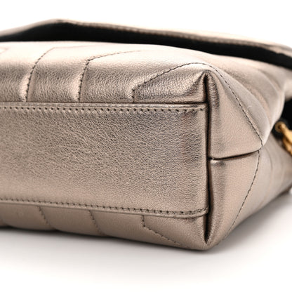 Saint Laurent Metallic Calfskin Y Quilted Monogram Toy Loulou Crossbody Bag Piombo 10 of 12
