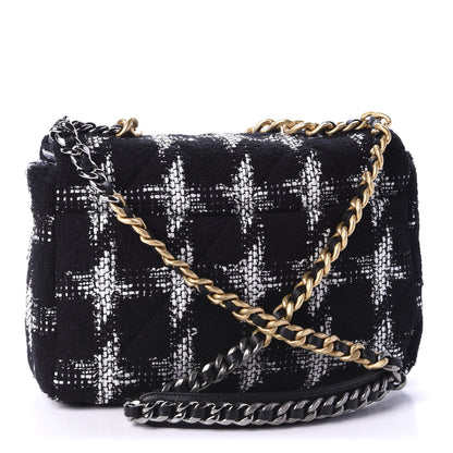 Chanel Tweed Quilted Large 19 Flap Black White 4 of 12