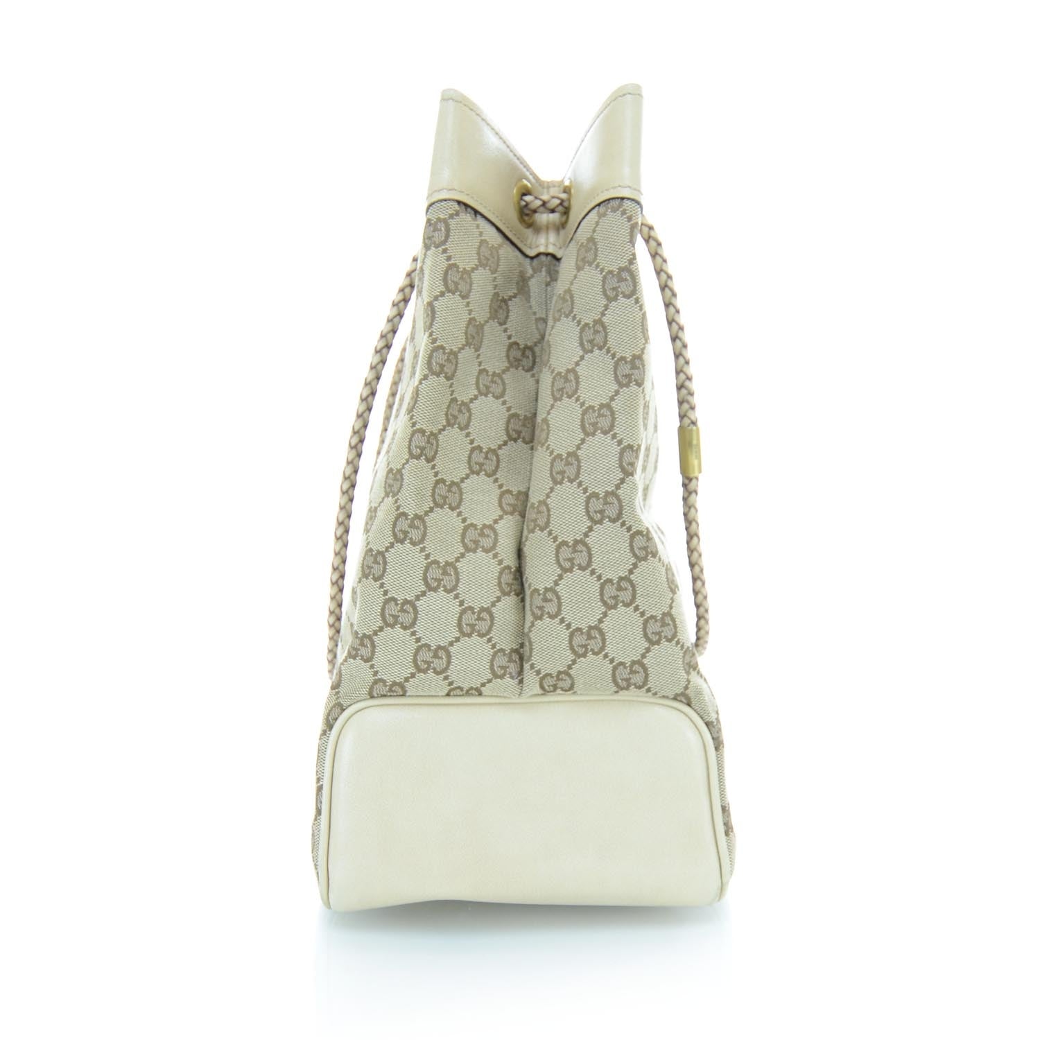 Gucci Canvas Monogram Woven Handle Tote 6 of 12