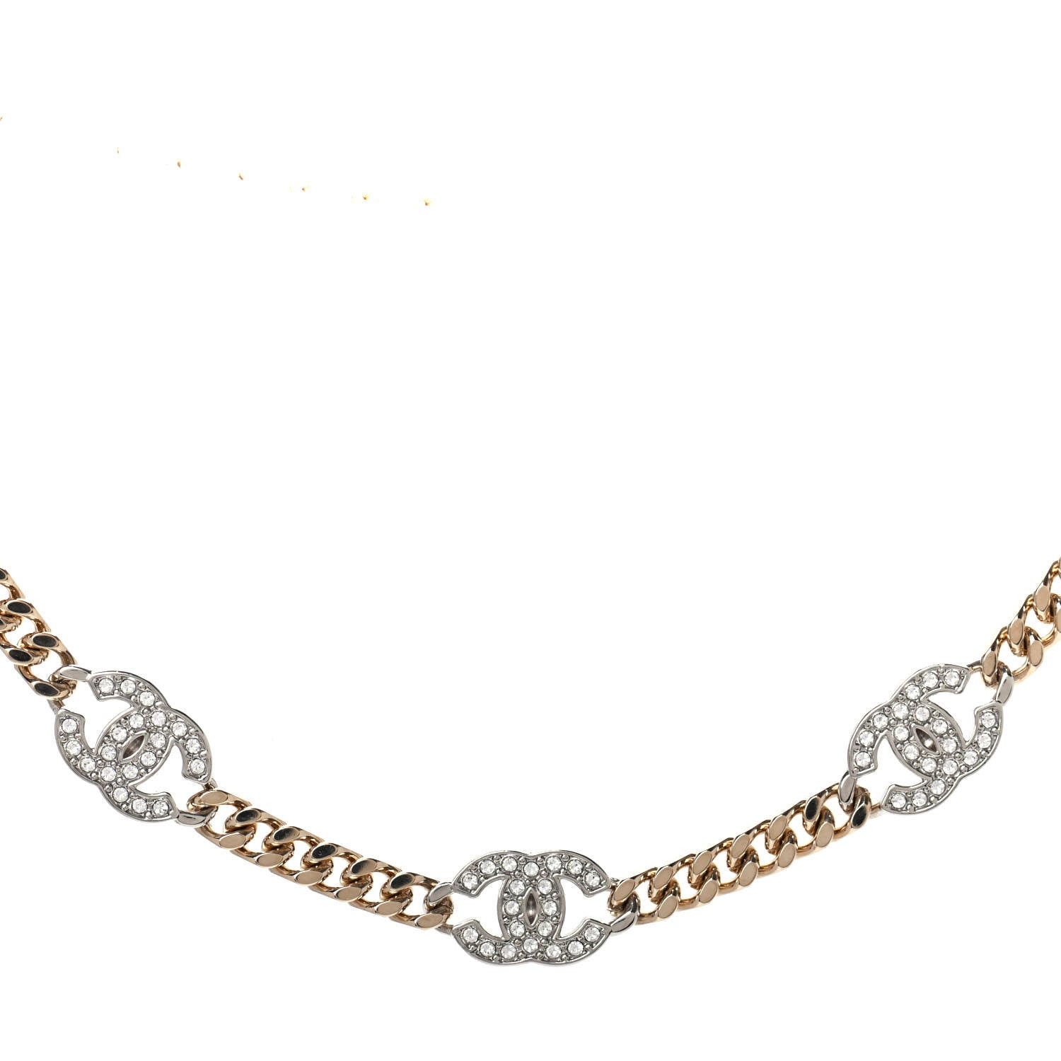 Chanel Crystal Chain CC Choker Gold Silver 2 of 3