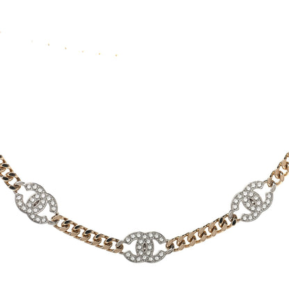 Chanel Crystal Chain CC Choker Gold Silver 2 of 3