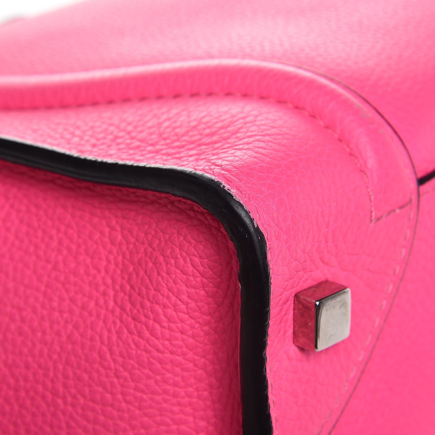 Drummed Calfskin Mini Luggage Fluo Pink