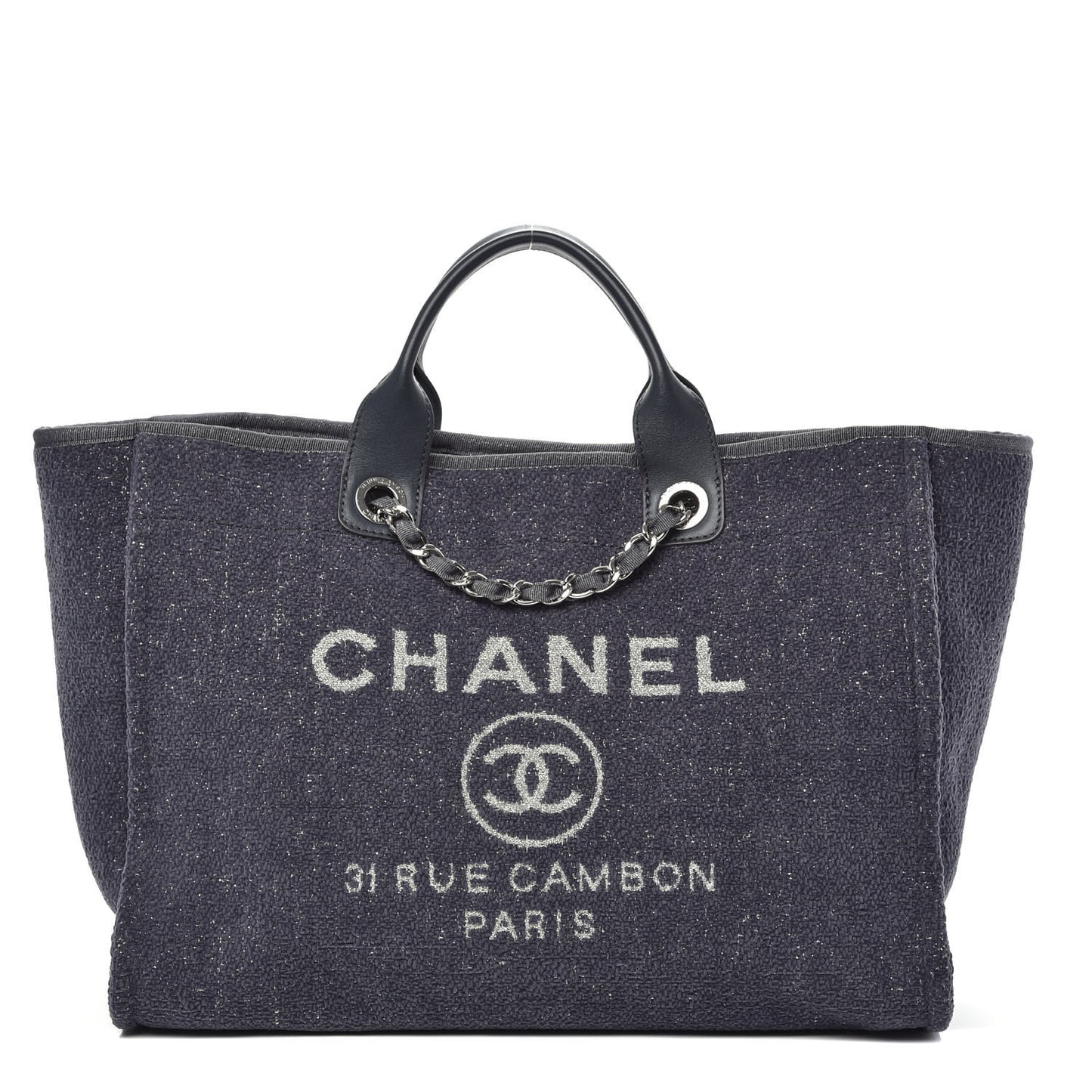 Lurex Boucle Medium Deauville Tote Grey