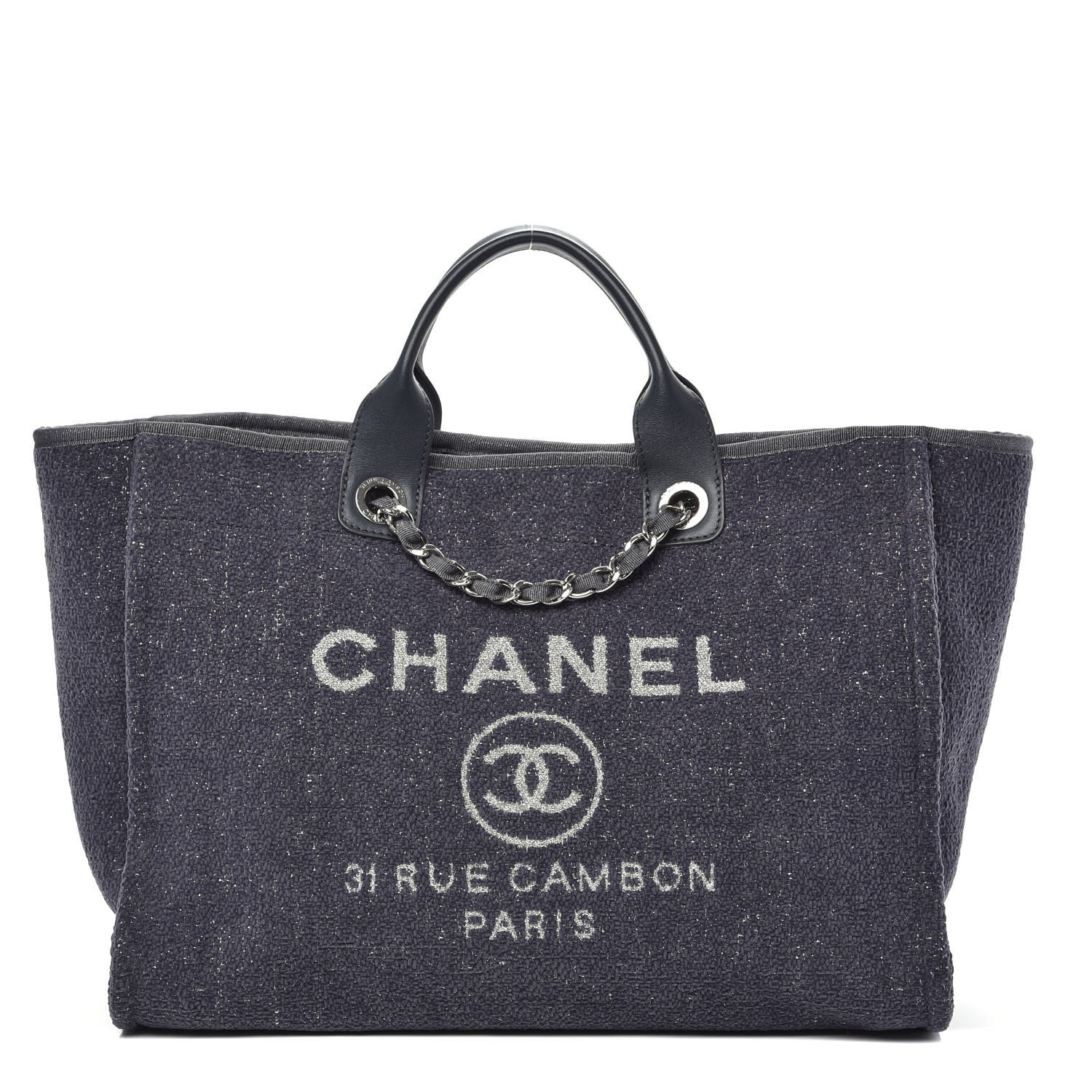 Chanel Lurex Boucle Medium Deauville Tote Grey 1 of 10