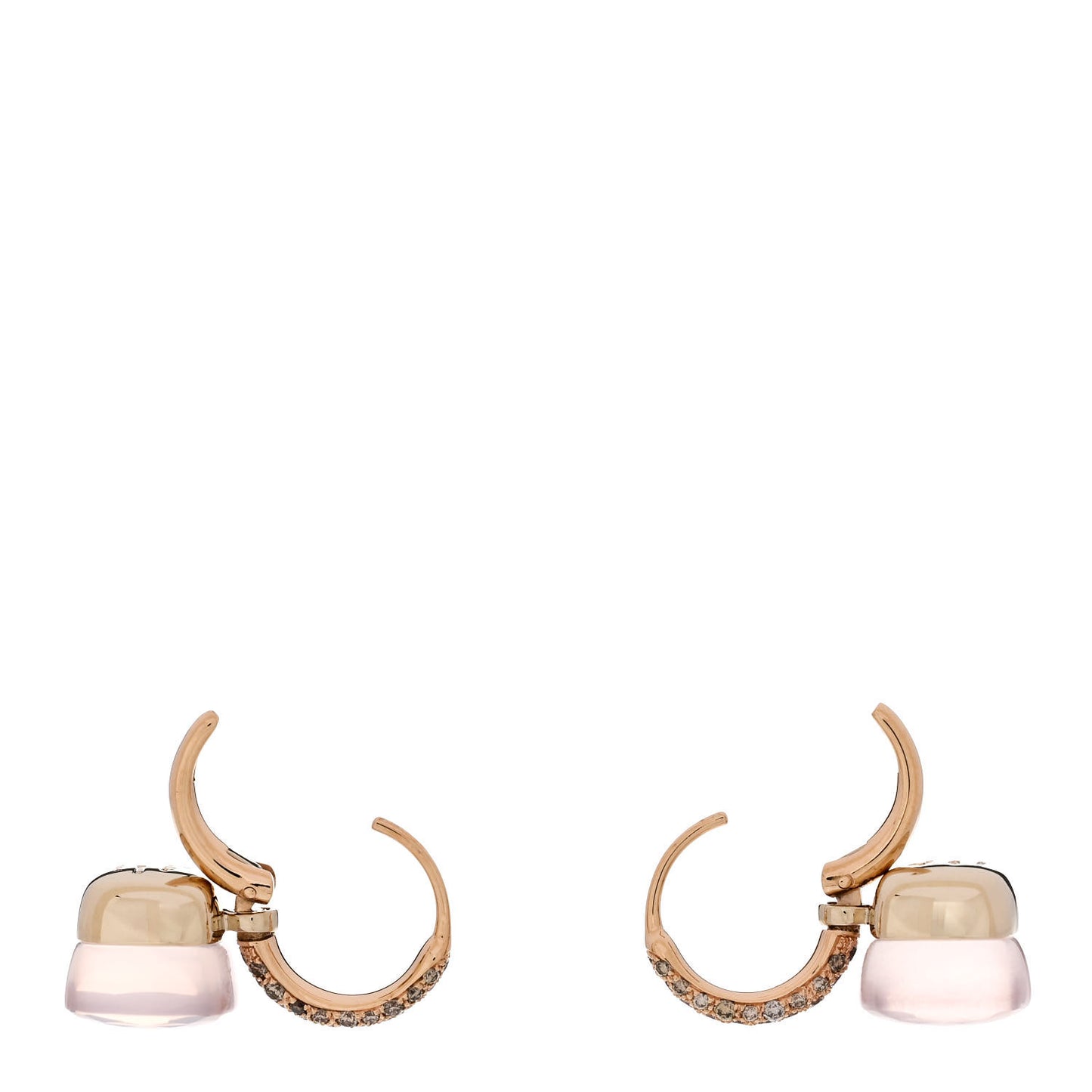 18K Rose Gold Diamond Rose Quartz Nudo Classic Earrings