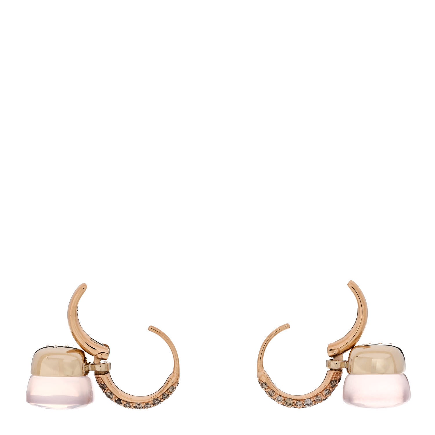 Pomellato 18K Rose Gold Diamond Rose Quartz Nudo Classic Earrings 4 of 5